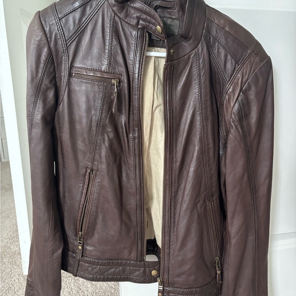 Andrew Marc Jackets & Blazers - Andrew Marc Brown Leather Jacket Classic Motorcycle Style